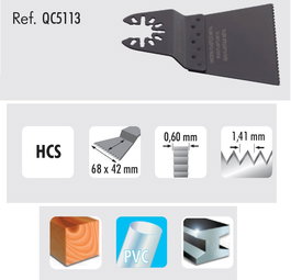 DUVER Lame de scie oscillante universelle 68 x 42 mm, pour multitool, référence QC5113