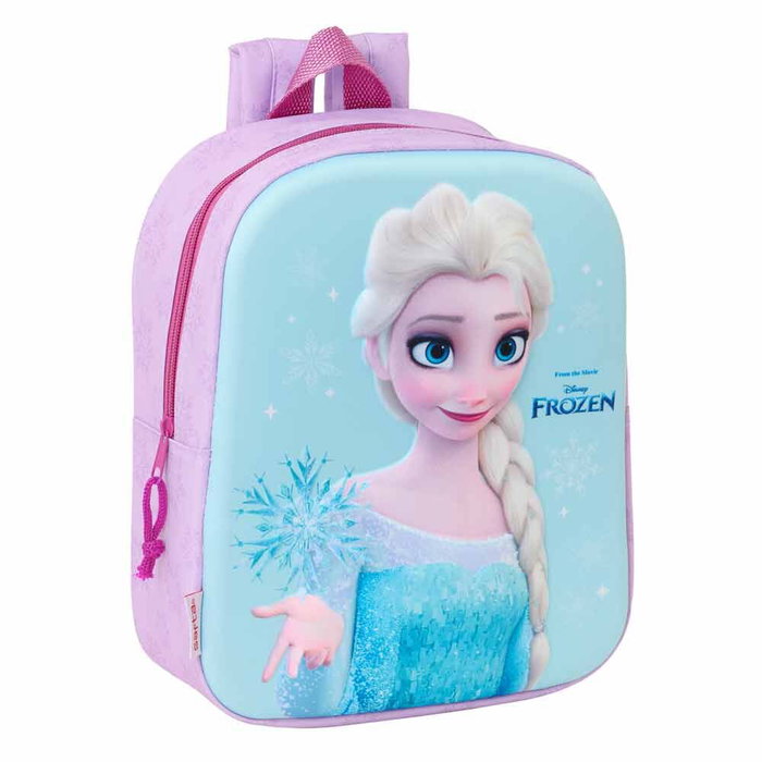 SAFTA Sac à dos école maternelle 3D Frozen Disney 27 cm, compartiment principal à fermeture éclair, anse de transport SAFTA Sac à dos école maternelle 3D Frozen Disney 27 cm, compartiment principal à fermeture éclair, anse de transport