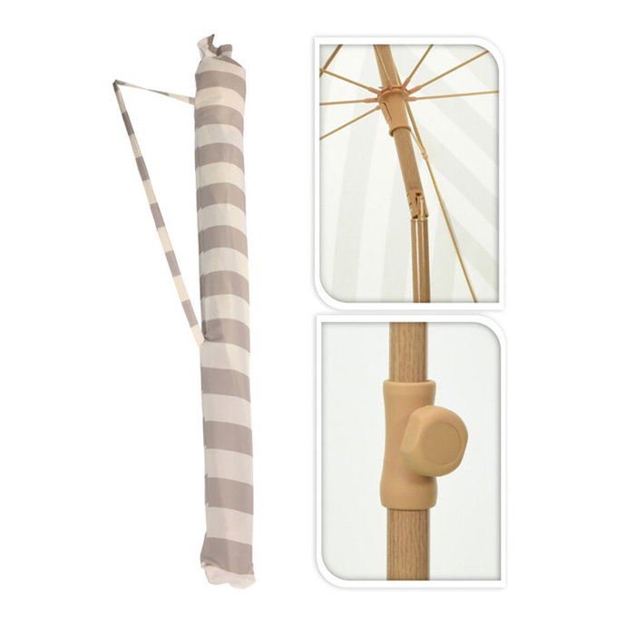Ambiance Parasol de jardin à rayures taupe et blanc avec franges, ø183 x 200 cm Ambiance Parasol de jardin à rayures taupe et blanc avec franges, ø183 x 200 cm