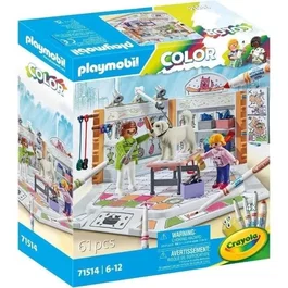Playmobil - Salon de toilettage Color avec Crayola, coffret de jeu de création avec crayons pour personnages, 61 pièces, pour enfants dès 5 ans