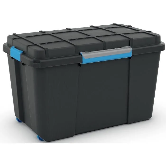 Thisga Boîte de rangement hermétique à roulettes 110 litres noire