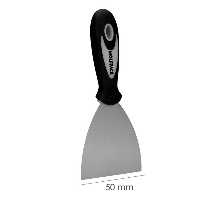 WOLFPACK LINEA PROFESIONAL Spatule en acier inoxydable 50 mm, manche en caoutchouc