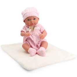 Tachan - Poupée bébé réaliste 40 cm avec ensemble en dentelle rose - Bonnet, bavoir et chaussons - Accessoire jeu d'imitation - Qualité exquise - Dès 3 ans
