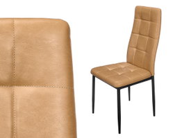 Giftdecor Chaise Haute Dossier Cuir Beige Métal et Polyuréthane 40x48x95 cm (Set de 4)