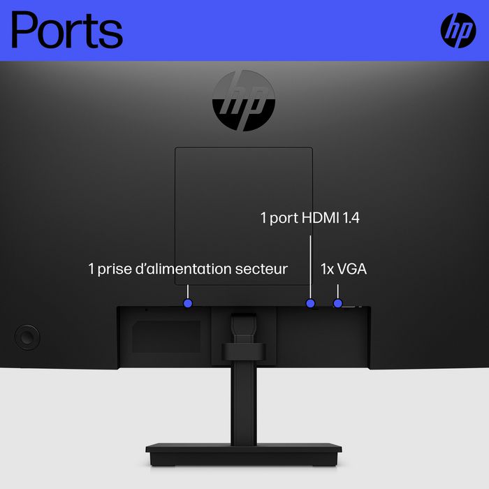 HP Écran V22v G5 54.5 cm (21.45") Full HD 75 Hz avec AMD FreeSync™ et gestion des câbles - Écran pour productivité HP Écran V22v G5 54.5 cm (21.45") Full HD 75 Hz avec AMD FreeSync™ et gestion des câbles - Écran pour productivité