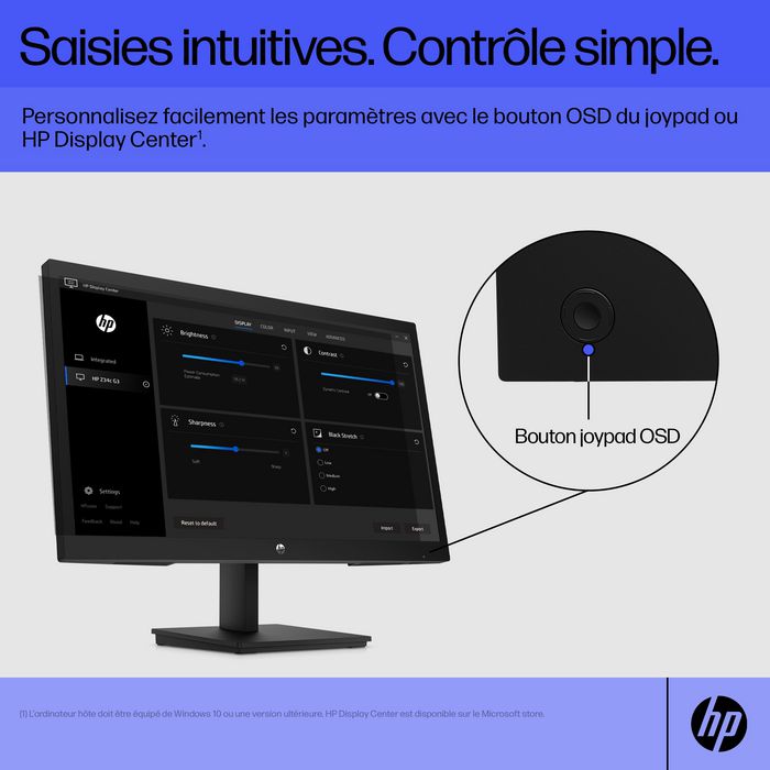 HP Écran V22v G5 54.5 cm (21.45") Full HD 75 Hz avec AMD FreeSync™ et gestion des câbles - Écran pour productivité HP Écran V22v G5 54.5 cm (21.45") Full HD 75 Hz avec AMD FreeSync™ et gestion des câbles - Écran pour productivité