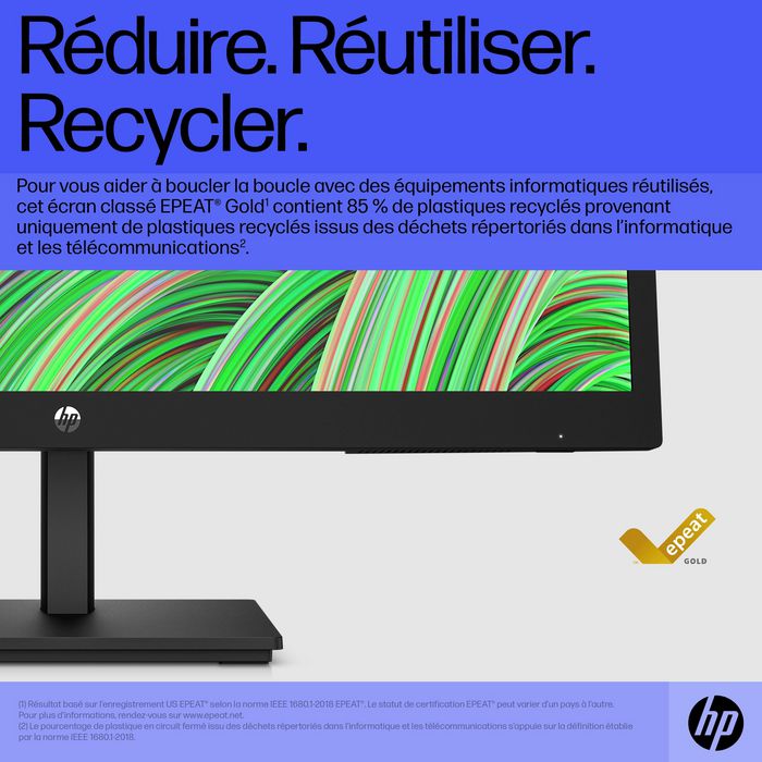 HP Écran V22v G5 54.5 cm (21.45") Full HD 75 Hz avec AMD FreeSync™ et gestion des câbles - Écran pour productivité HP Écran V22v G5 54.5 cm (21.45") Full HD 75 Hz avec AMD FreeSync™ et gestion des câbles - Écran pour productivité