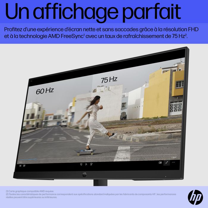 HP Écran V22v G5 54.5 cm (21.45") Full HD 75 Hz avec AMD FreeSync™ et gestion des câbles - Écran pour productivité HP Écran V22v G5 54.5 cm (21.45") Full HD 75 Hz avec AMD FreeSync™ et gestion des câbles - Écran pour productivité