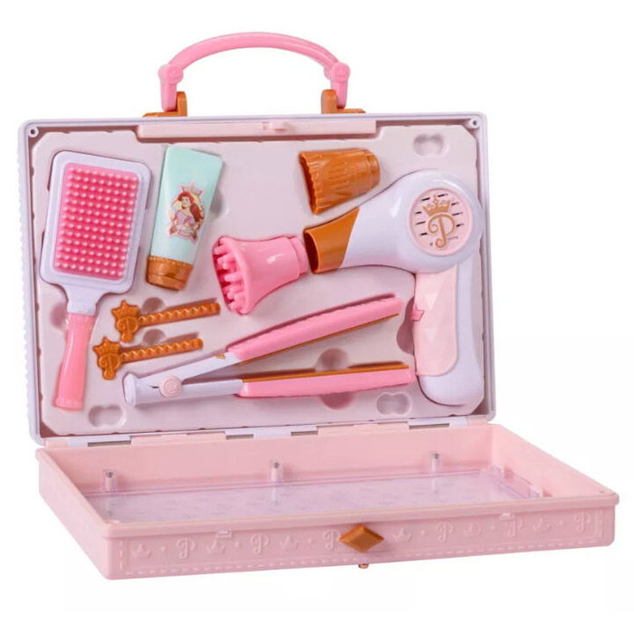 JAKKS PACIFIC Nécessaire de Coiffure Mallette Princesses Disney Jouet Enfant +3 Ans avec Sèche-Cheveux Sonore, Fer à Lisser, Brosse et Accessoires