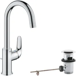 Grohe 24330001 Mitigeur de Lavabo Monocommande GROHE Swift Chromé Bec Haut Pivotant 360° avec Économie d'Eau - Inclus Vidage