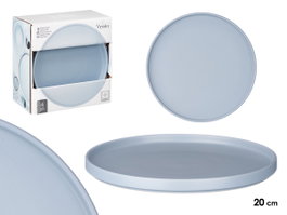 VESSIA Plat à dessert lisse bleu 20 cm de céramique, lot de 24 unités