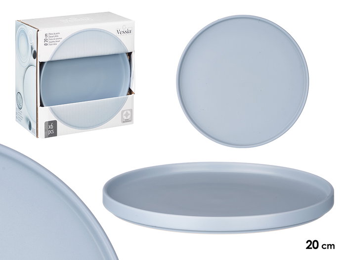 Vessia Plat à dessert 20 cm lisse bleu en céramique (Set de 24) Vessia Plat à dessert 20 cm lisse bleu en céramique (Set de 24)