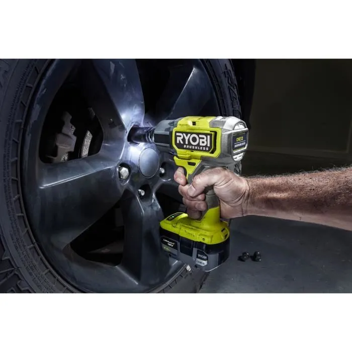 Ryobi Boulonneuse à chocs Brushless 18V - 4 modes (700 Nm serrage / 900 Nm desserrage) - Adaptateur hexagonal 1/4" - Compacte et ergonomique