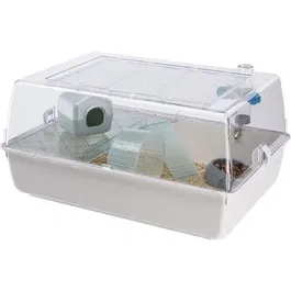 Ferplast - Cage Mini Duna Blanche pour Hamster 55 x 39 x 27 cm - avec Roue, Maisonnette, Échelle, Mangeoire et Abreuvoir