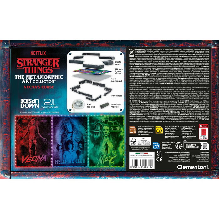 Clementoni Puzzle Stranger Things Vecna - Cadre Lumineux LED - 520 pièces Clementoni Puzzle Stranger Things Vecna - Cadre Lumineux LED - 520 pièces