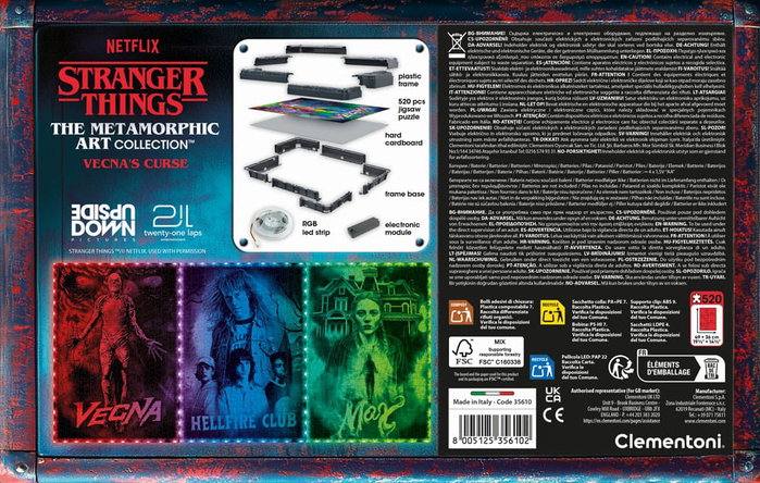 Clementoni Puzzle Stranger Things Vecna - Cadre Lumineux LED - 520 pièces Clementoni Puzzle Stranger Things Vecna - Cadre Lumineux LED - 520 pièces