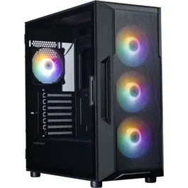 ZALMAN I3NEOV2FRGBBK Boîtier PC Gamer Moyen Tour ATX, Façade Mesh, Noir, 4 Ventilateurs RGB 120mm, Port USB Type-C, Fenêtre Verre Trempé