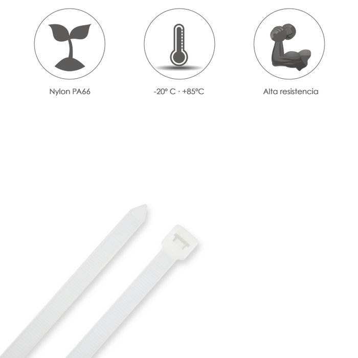 WOLFPACK LINEA PROFESIONAL Colliers de serrage en nylon Blanc / Naturel 2,5 x 160 mm (100 pièces)