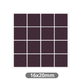 Hantums Set de 16 feutres adhésifs carrés 16x20mm - Marron