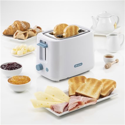 Ariete 157/14 - Grille-pain 2 fentes Blanc, 7 niveaux de cuisson, parois froides pour la sécurité - Petit-déjeuner