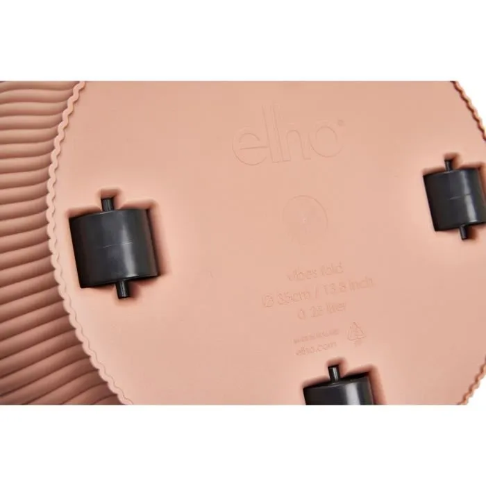 Elho Pot de fleurs rond Vibes Fold avec roues Ø 35 x H 32 cm pour intérieur en plastique 100% recyclé - Rose