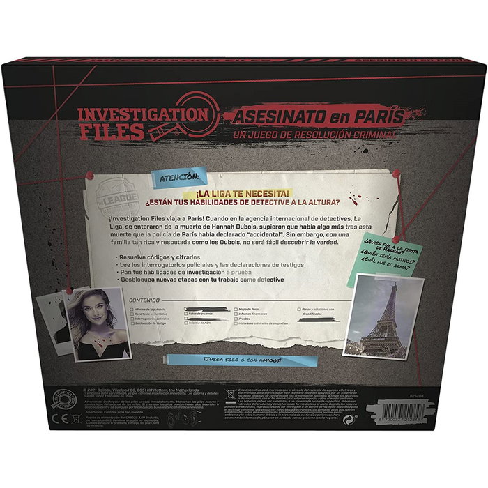 Jeu de société Investigation Files: Asesinato en París - Jeu d'enquête criminelle pour détective