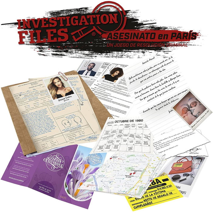 Jeu de société Investigation Files: Asesinato en París - Jeu d'enquête criminelle pour détective