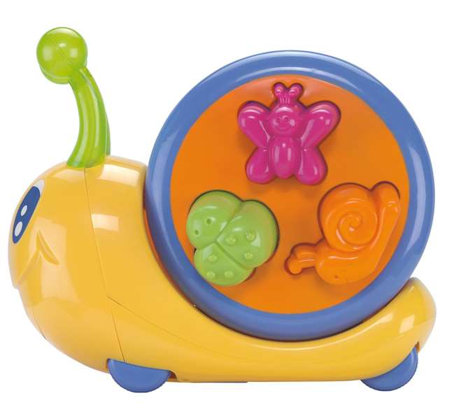 Molto - Jouet d'éveil à tirer escargot empilable avec musique et lumières, fonctionne avec piles (incluses), âge recommandé 1 an et plus, 26 cm