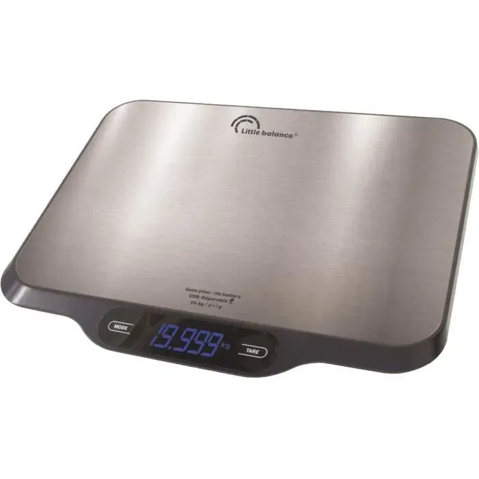 Little Balance Balance Cuisine Professionnelle Parfait 20, Capacité 20 kg Précision 1 g, Écran Incliné LED, Recharge USB, Réparable