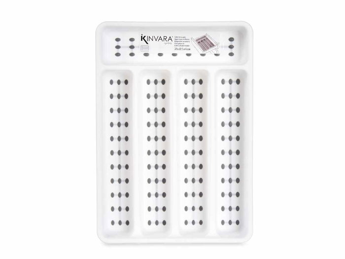 Kinvara Cubertero en plastique 5 compartiments 22,8 x 4,5 x 32,4 cm blanc gris noir (Set de 24)