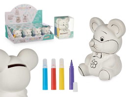 PINCELLO Souris en céramique blanche avec 4 marqueurs