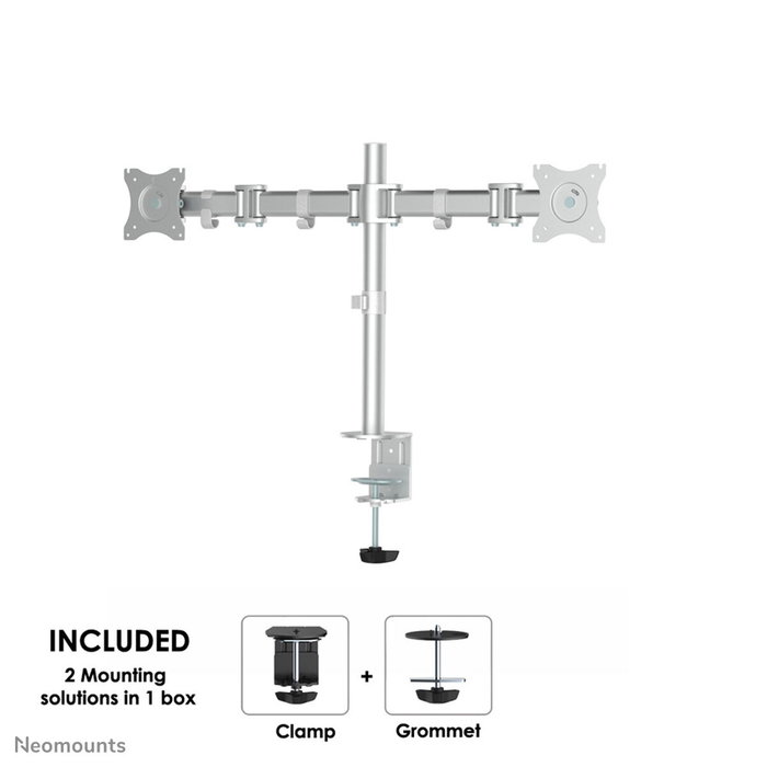 Neomounts NM-D135DSILVER Support de TV de bureau 10-27 pouces Argenté
