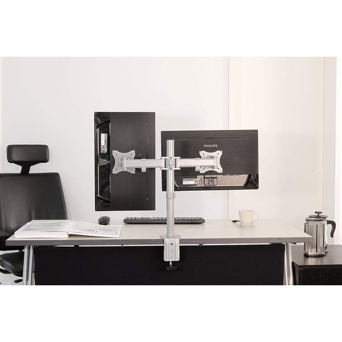 Neomounts NM-D135DSILVER Support de TV de bureau 10-27 pouces Argenté