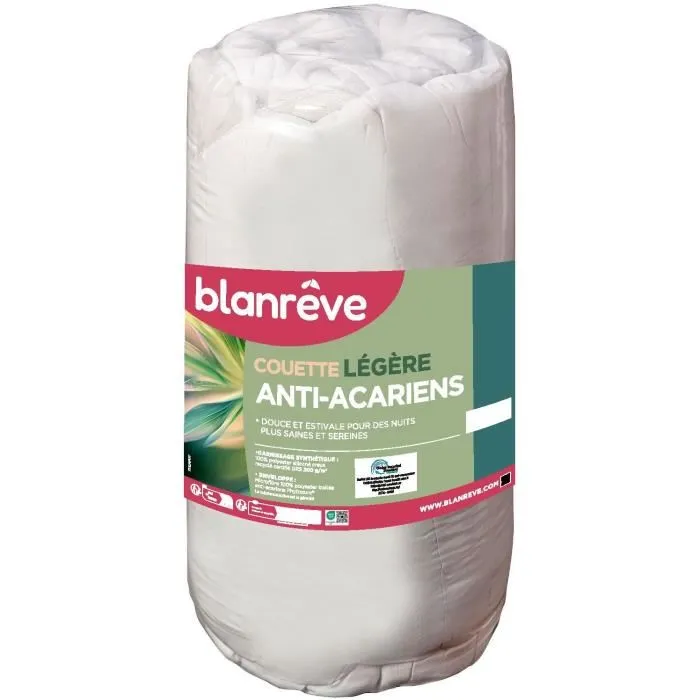 Blanreve Couette anti-acariens Été 200x200 cm - Fibres creuses siliconées 200g/m² - Blanc - Pour 1 personne Blanreve Couette anti-acariens Été 200x200 cm - Fibres creuses siliconées 200g/m² - Blanc - Pour 1 personne