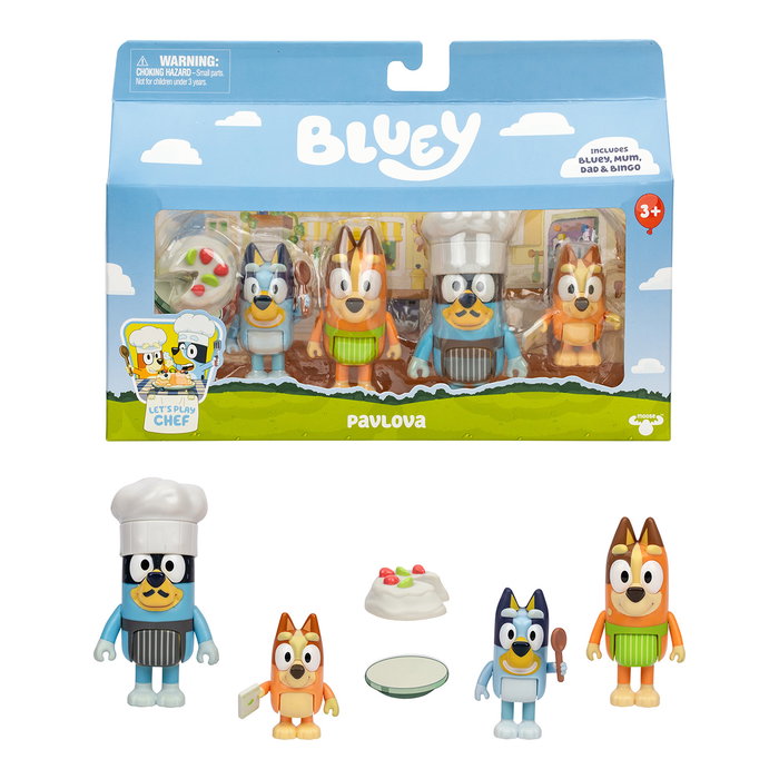 Moose Toys Pack de 4 figurines Bluey La famille en cuisine Moose Toys Pack de 4 figurines Bluey La famille en cuisine