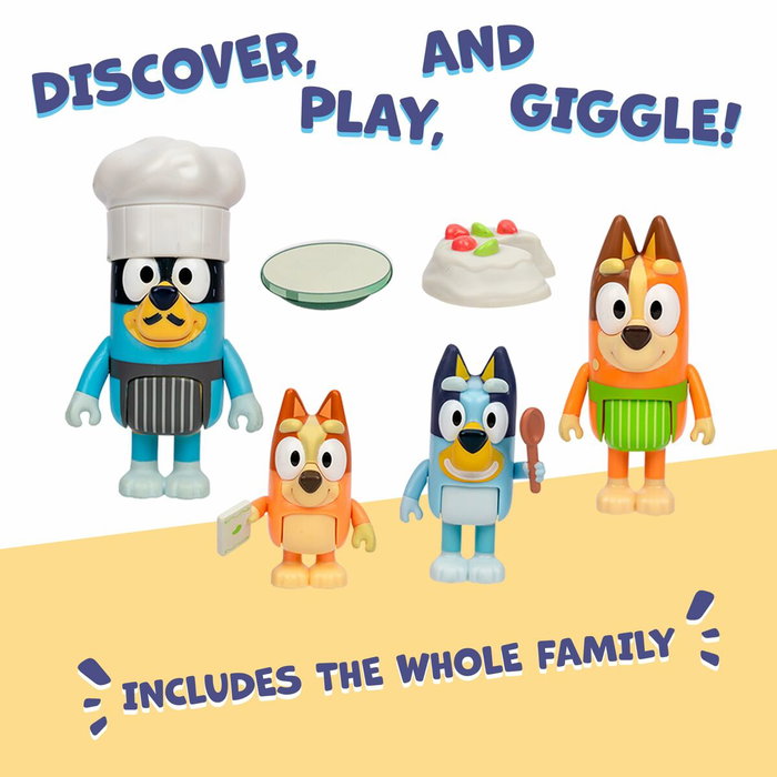 Moose Toys Pack de 4 figurines Bluey La famille en cuisine Moose Toys Pack de 4 figurines Bluey La famille en cuisine
