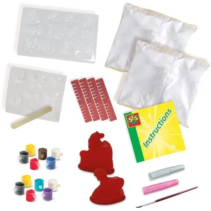 SES Creative - Kit de Moulage et Peinture 3 en 1, Hobby Pink, 12 Couleurs, Activité Créative pour Enfants 5 ans et Plus