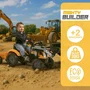 FALK Tracteur à pédales Mighty Builder avec remorque - Jaune - Jouet fabriqué en France - 50% plastique recyclé - À partir de 2 ans