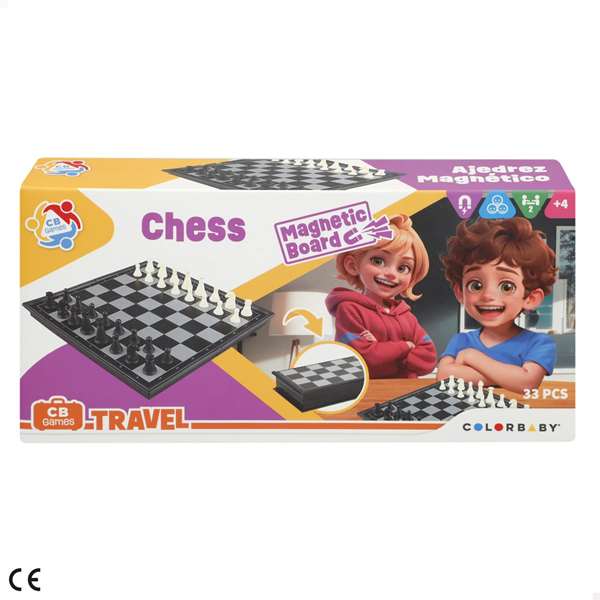 Color Baby - Jeu d'échecs magnétique de voyage - Plateau repliable 19 x 19 cm Color Baby - Jeu d'échecs magnétique de voyage - Plateau repliable 19 x 19 cm