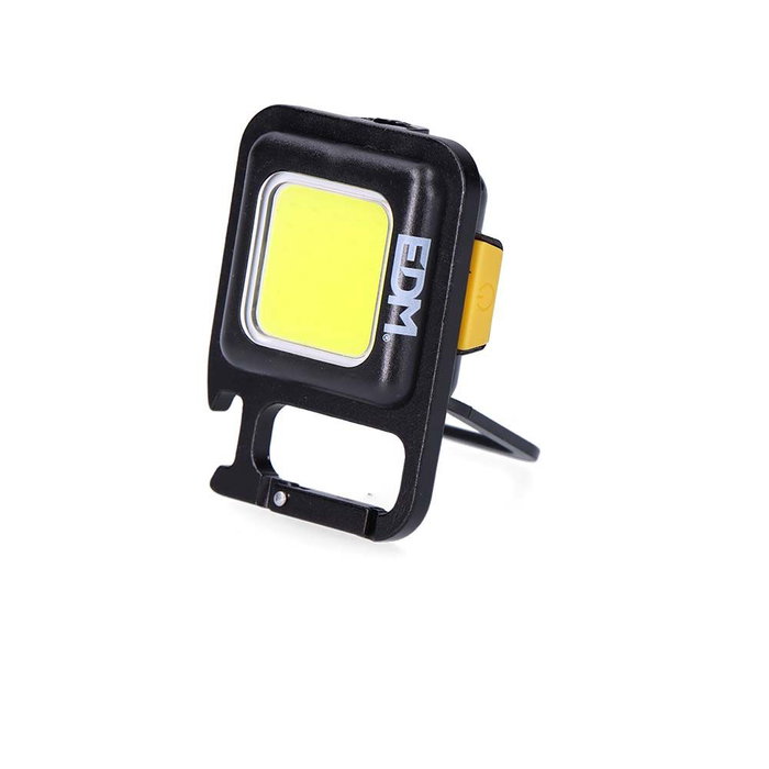 Edm Lampe torche porte-clés multifonction COB LED 6W 4 modes IP44 avec USB-C, 45x21.5x62 mm