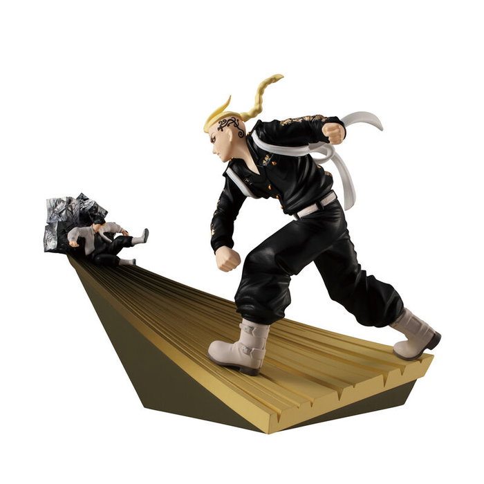 MEGAHOUSE - Expositor avec 4 figurines Petitrama Tokyo Revengers Série Toman Scènes Héroïques 8 cm en PVC
