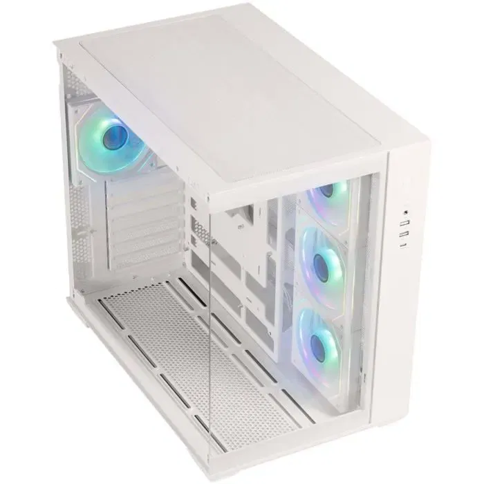 Bitfenix Boitier PC AL118 Cube ATX Blanc avec 4 Ventilateurs ARGB, Ports USB Type-C et 3.0 et Panneaux Verre Trempé