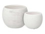 Ibergarden Lot de 2 pots rayés blanc 19 et 25 cm en céramique (Set de 2)