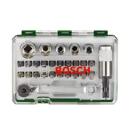 Bosch - Kit de vissage 27 pièces, set mixte avec embouts, douilles, cliquet et mallette de rangement pour travaux de bricolage