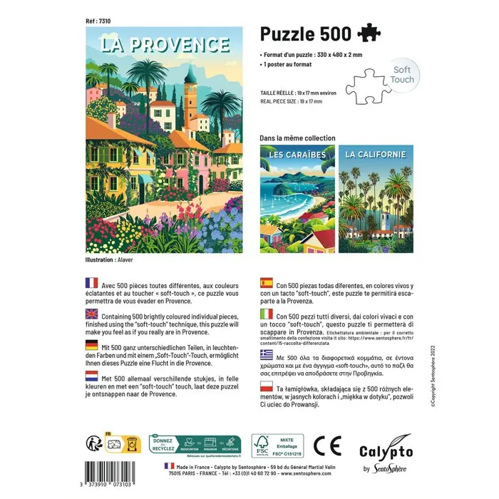 Sentosphere Puzzle Calypto 500 Pièces 'La Provence' - Toucher Soie - Dès 8 Ans