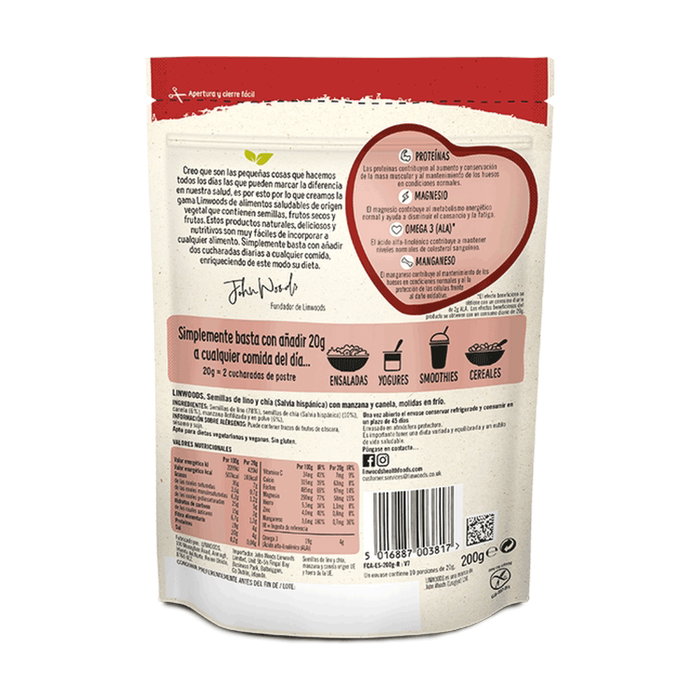 Linwoods Graines de Lin et Chia à la Pomme et Cannelle 200g Linwoods Graines de Lin et Chia à la Pomme et Cannelle 200g