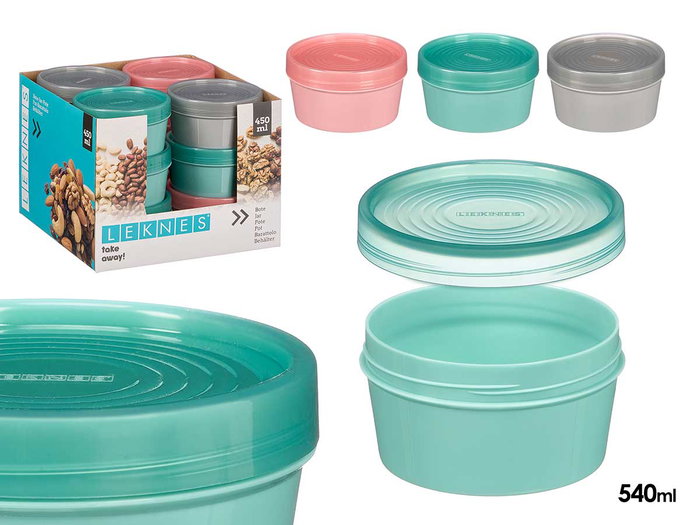 LEKNES Lot de 24 boîtes de conservation rondes de 450 ml LEKNES Lot de 24 boîtes de conservation rondes de 450 ml
