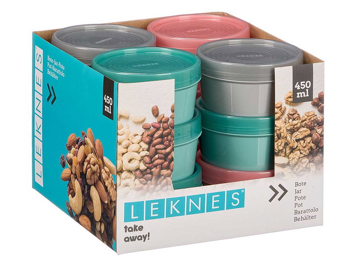 LEKNES Lot de 24 boîtes de conservation rondes de 450 ml LEKNES Lot de 24 boîtes de conservation rondes de 450 ml