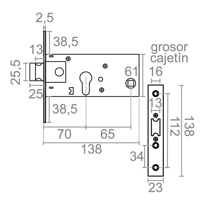 Serrure à mortaiser Micel Acier inoxydable