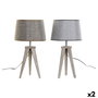 Lampe de bureau DKD Home Decor Volet Gris Marron Lin 250 V 60 W Pin (30 x 30 x 57.5 cm) (2 pcs)